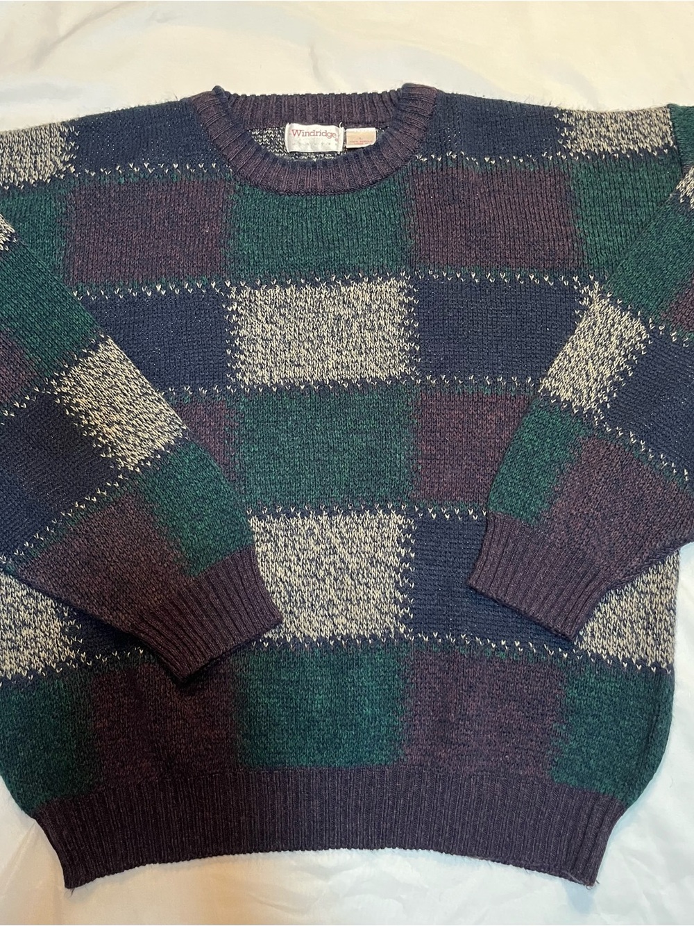 Vintage Windridge Men’s Sweater Large Colorblock Knit Grandpa 90s Retro